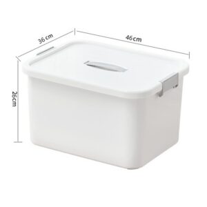กล่องพลาสติกพร้อมฝาปิด ฝาปิดโดยใช้หูล๊อคสองข้าง สีขาว ขนาด 46*36*26